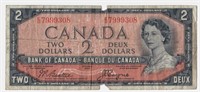 1954 Canada $2 Bank Note Devil's Face