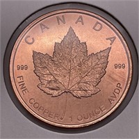 .999 Copper 1 AVDP Ounce Canada/USA