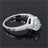 APPR $2000 Moissanite Ring 1.7 Ct 925 Silver