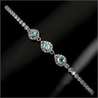 Unheated Pear Blue Apatite 4X3mm CZ 925 Sterling S