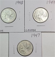 Lot of 1940's Canada Silver Quarters