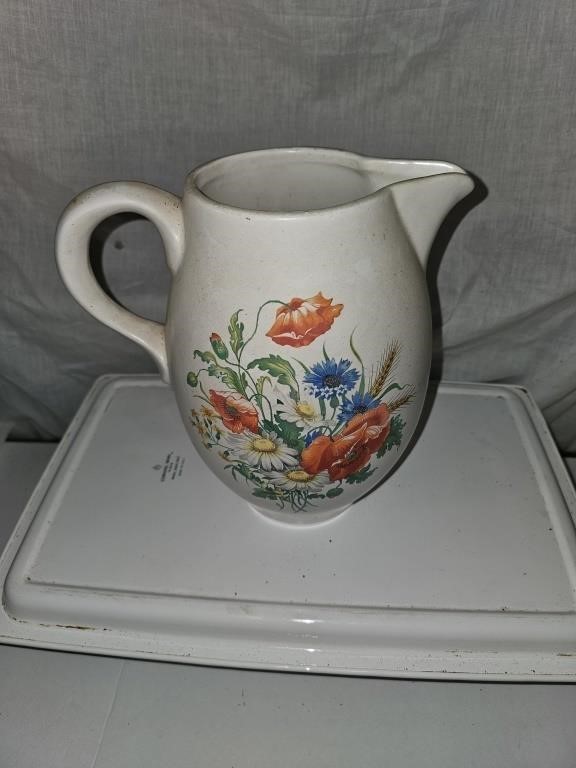 Vintage McCoy floral pottery pitcher