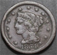 USA Braided Hair  large Cent 1854