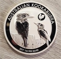 One Ounce Silver Round: 2017 Kookaburra