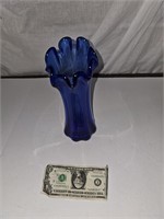 Cobalt blue blown art vase