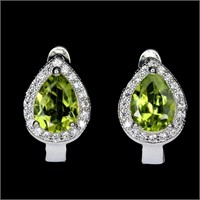 Pear Peridot 8x6mm Simulated Cz Gemstone 925 Sterl