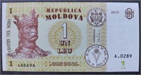 Moldova 2015 UN LEU banknote