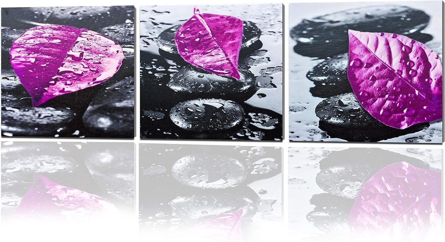 Xinya-Art 3 Panel Pink Leaf Canvas