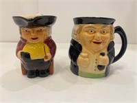 2 Shorter & Son LTD Stadffordshire Toby Mugs 4" T