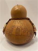 11" Native American Gourd, Handmade w/Beads