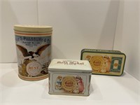 3 Flour Tins, 2-Gold Medal, 1-Pillsbury & Co