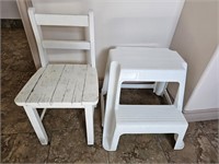 Outdoor Wood Chair & Stepstool