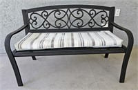 Wrought Iron Bench & Cushion