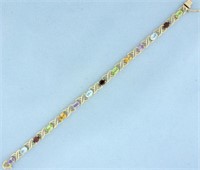 Rainbow Gemstone Bracelet in 10K Yellow Gold