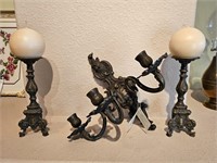 Italian Wall Sconce & Candle Sticks