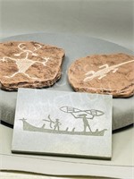 3 stone & clay rock carving copies