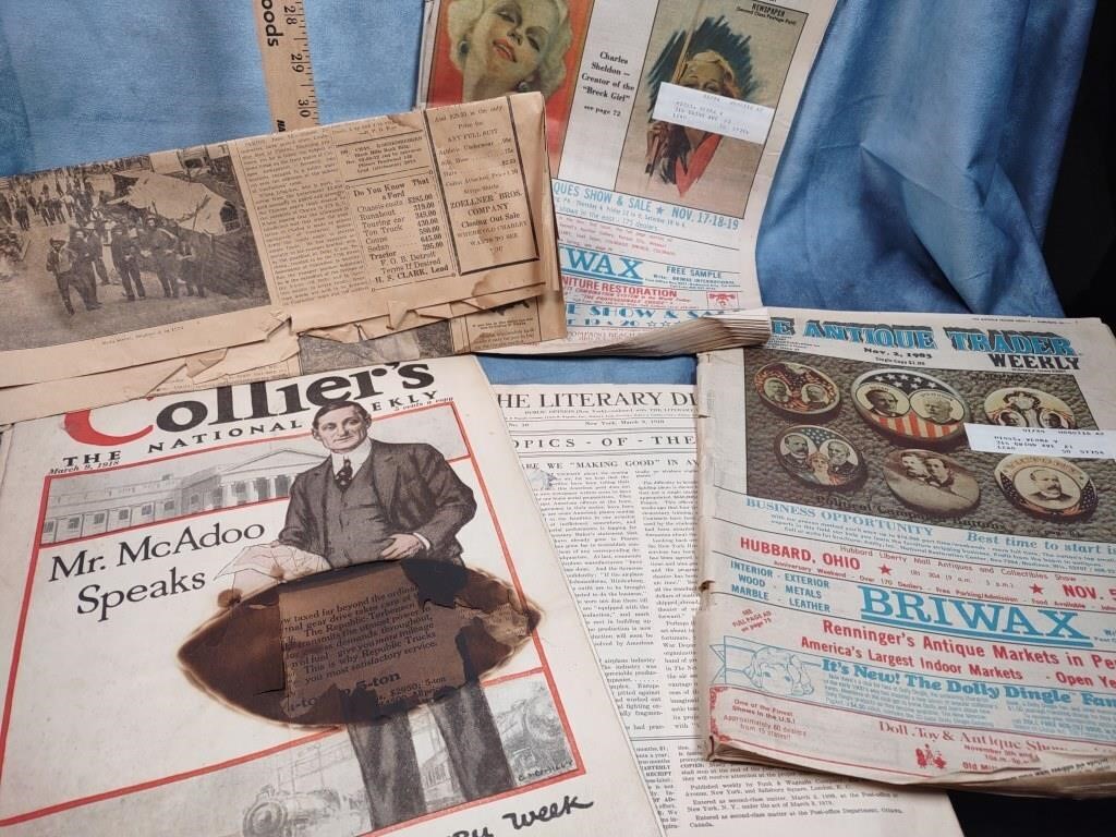 Large Box of Old Newspapers & Advertising