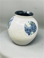 pottery vase - colorful glaze - stamped - 7"