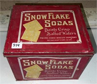 Snowflake Sodas Metal Cracker Box w/Hinged Lid
