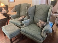 Pair of high-back wing chairs
