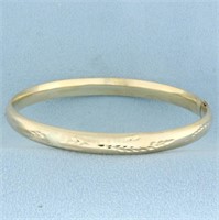 Hinged Leaf Design Bangle Bracelet in 14k Yellow G