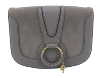 CHLOE Gray Leather & Suede Shoulder Bag