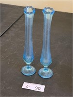 (2) Light Blue Vases