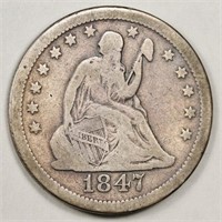 1847 o Liberty Seated Quarter