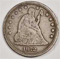 1872 Seated Liberty Quarter Dollar