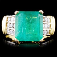 18K Gold 4.65ct Emerald & 0.63ct Diamond Ring