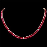 `14k Gold 54.00ct Ruby & 1.35ct Diamond Necklace