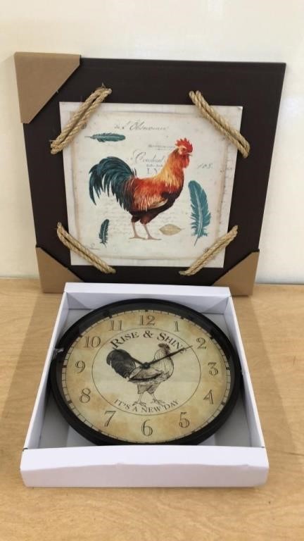 New Rooster Clock and Wall Hanging