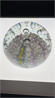 Large bubble trap art glass paperweight