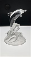 6 1/4" Crystal dolphin paperweight