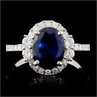 18K W Gold 1.67ct Sapphire & 0.53ct Diamond Ring