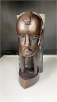 MC hand carved wood, tribal bust