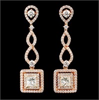 18K Rose Gold 2.58ctw Diamond Earrings