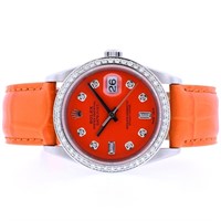 Rolex DateJust Diamond Fire Orange 36MM Wristwatch
