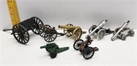 7 TOY CANNONS-3 ARE FIRING CAP GUNS