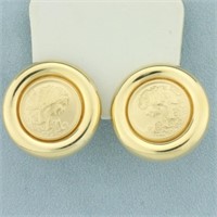 Greek Goddess Aphrodite Button Earring in 14k Yell