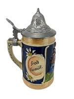 Hand Crafted German Made Lidded Beer Stein