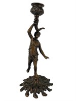 Art Nouveau Bronze Figural Candle stick holder