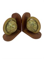 Wooden Rotating Globe Bookends