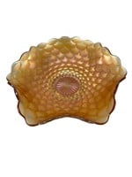 Iridescent Marigold Carnival Glass Trinket Bowl