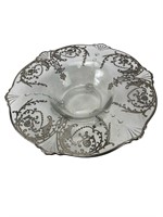 New Martinsville Radiance Bowl Silver Overlay