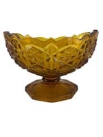 L.E.Smith Golden Amber Compote Footed Dish