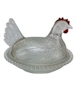Vintage Indiana Clear Glass Hen on a Nest