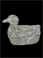Clear Glass Swimming Duck Trinket Box