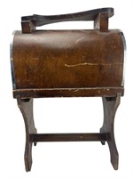 Vintage standing wooden shoe shine box