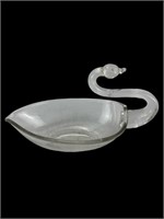 Clear glass Swan trinket/keepsake open bowl.